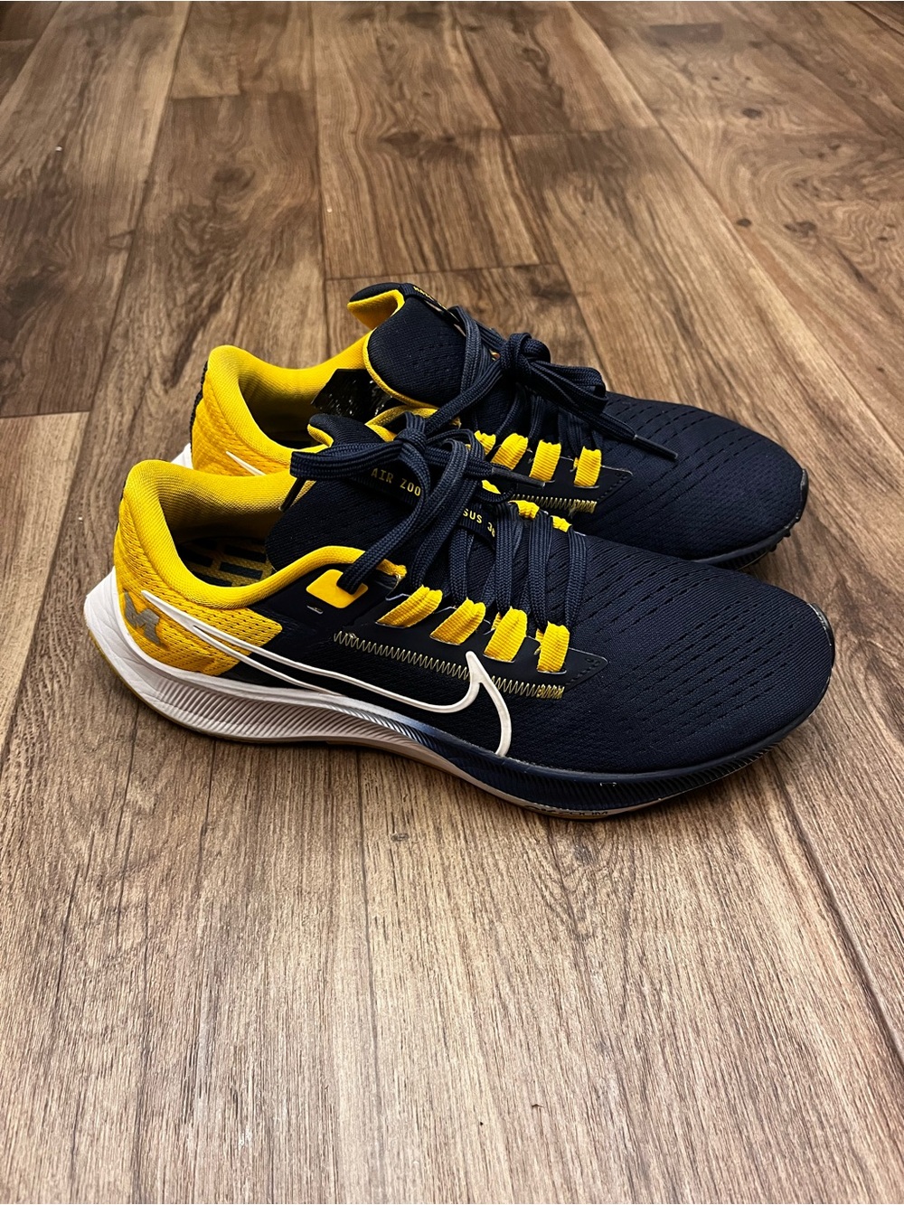 Nike Air Zoom Pegasus 38 Shoes Mens Size 7.5  Blue Yellow Michigan DJ0838-400